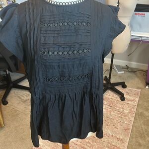 Ann Taylor Black Textured Blouse